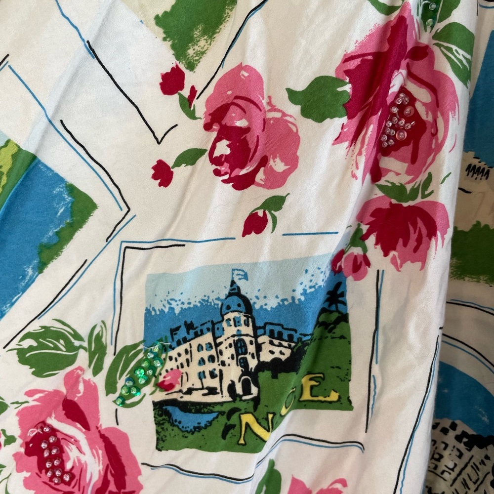 Vintage inspired travel print swing skirt size 12 context - Picture 3 of 6